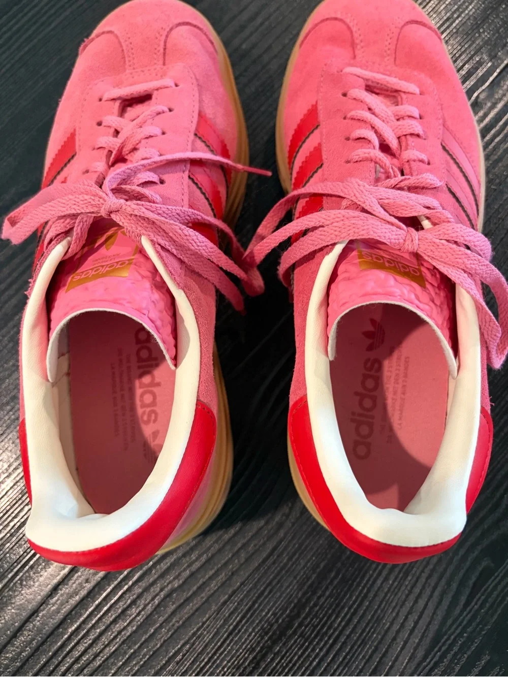 adidas Women’s Pink Suede Platform Sneakers with Gum Sole - Picture 5 of 8